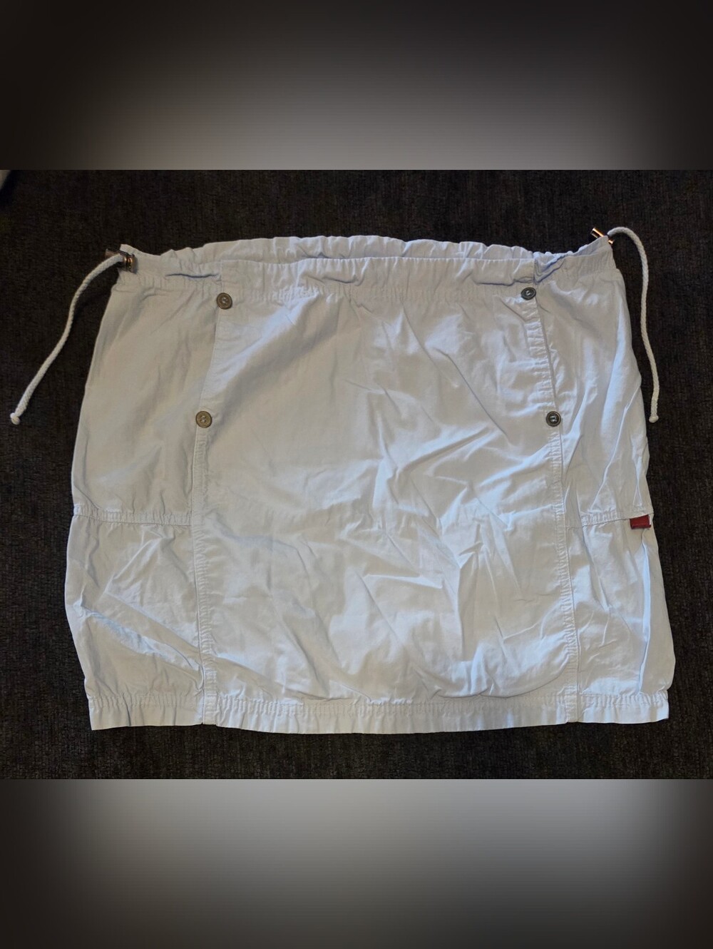 XCVI Pale Blue Cotton Mini Skirt with Button Details & Drawstring Waist. Size L